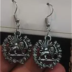 گوشواره شیر خورشید دو رو روکش آب نقره ارزشمند
