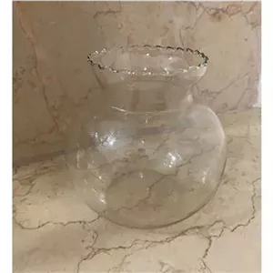 گلدان شیشه ای گرد تنگ ماهی کوچک قدیمی آنتیک