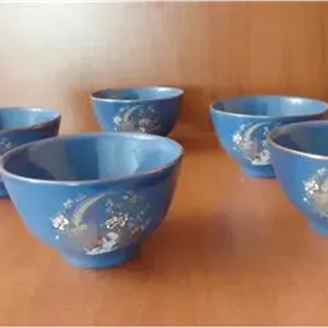 کاسه پیاله نقش آبی طلایی هفت سین ترشی خوری آنتیک
