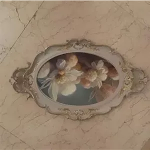 سینی دیس طوسی توسی نقره ای آبی طلایی نقاشی گل دیس
