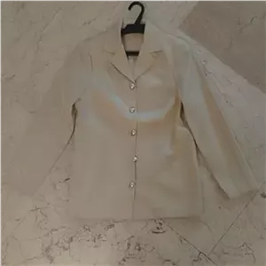 کت تک کرم شیری زنانه دکمه مرواریدی مانتو کتی
