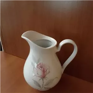 پارچ سفید تک گلدار گل صورتی قدیمی آنتیک آنتیک
