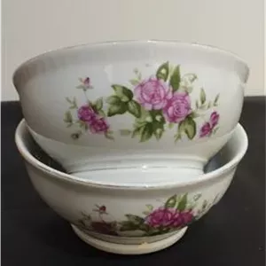 2 عدد کاسه ابگوشت خوری گل سرخی آنتیک