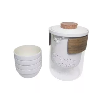 ست قوری و فنجان کیف دار مجموعه 5 عددی سفید
