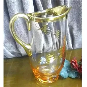 پارچ لبه طلایی نایاب کریستال چک قدیم