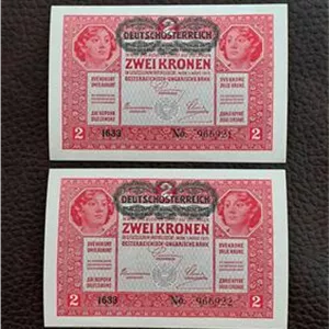 جفت اسکناس 2 کرون اتریش مجارستان