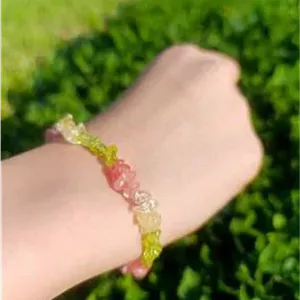 دستبند زنانه با سنگ سیترین زبرجد چری کوارتز