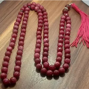 تسبیح یاقوت سرخ تراش زنبوری 101 دانه ای سایز 8