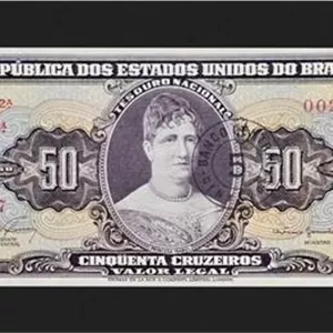 اسکناس برزیل 50 کروزیرو برزیل زیبا و کمیاب