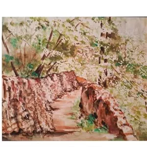 نقاشی آبرنگ کوچه باغ
