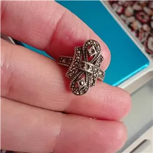 انگشتر طرح سیاه قلم عثمانی نقره شکستگی دارد