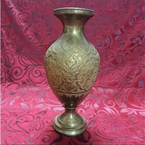 گلدان برنجی شاهکار قلم زنی دستی پهلوی