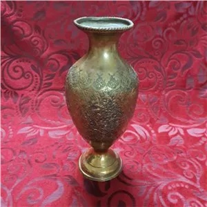 گلدان برنجی شاهکار قلم زنی دستی پهلوی