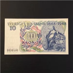 اسکناس تک بانکی 10 کرون سوئد 1968 بسیار زیبا