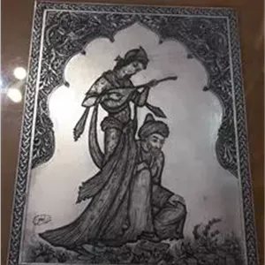 تابلو قلمزنی با امضا استاد مهدی ذوفن قلمزن 