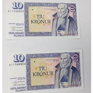 جفت اسکناس 10 کرون ایسلند