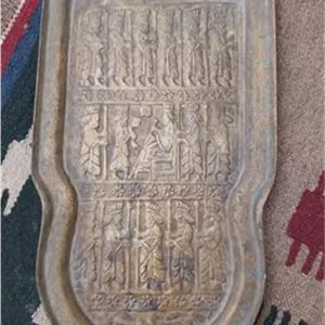 سینی زیر سماوری برنجی قدیمی تمام قلمزنی