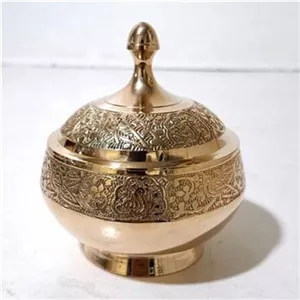 قندان برنجی هندی با طرح طاووس ضخیم و سنگین