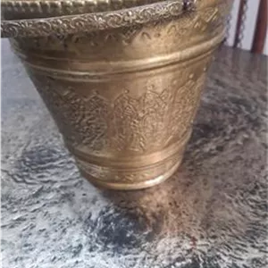 سطل اشغال مسی قدیمی دست ساز طرح تخت جمشید