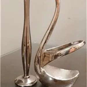 گلدان تک شاخه سیلور قدیمی و جاقاشقی طرح قو آنتیک