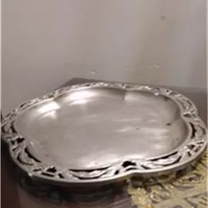 سینی سیلور قدیمی ضخیم محکم نقش لبه پرنده سیمرغ