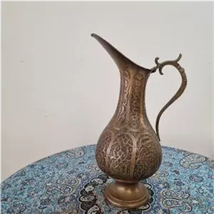 پارچ لب اردکی مسی قاجاری تمام قلم دست