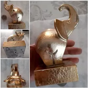 مجسمه دکوری فیل پلی استر سفید روکش طلایی