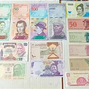 34 برگ بدون تکرار اسکناس خارجی کیفیت بانکی