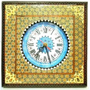ساعت نفیس و بی نظیر خاتم و صفحه مینا کاری 