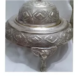 خاویار خوری برنجی قلم کاری دست پرنقش زیبا 