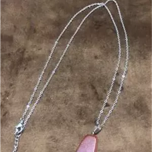 گردنبند استیل نقره ای. پلاک سنگ عقیق دلربا 