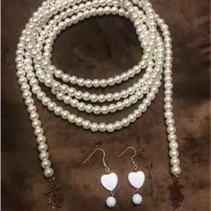 گردنبند چند لایه مروارید گوشواره صدف استیل