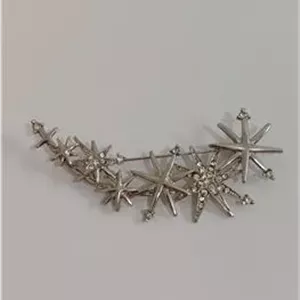 سنجاق سینه گل سینه نگین دار نقره ای خارجی وارداتی