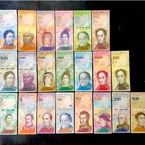 ست 21 برگ بانکی اسکناس ونزوئلا سه دوره کامل