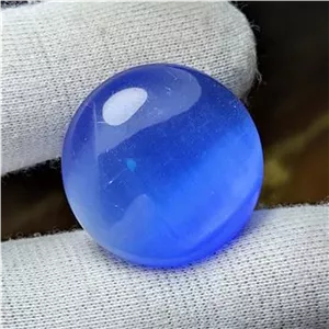 نگین چشم گربه آبی خوشرنگ تراش دامله سایز 24و25