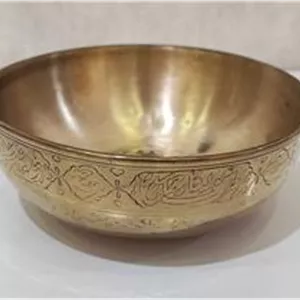 کاسه برنجی قلمزنی شعرنویس زیبای قاجاری