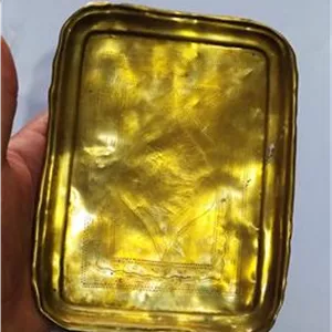 سینی قدیمی برنجی یک نفره آنتیک قلم دار