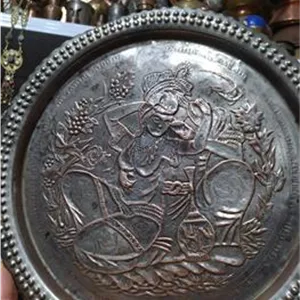 سینی مسی دیوارکوبی قدیمی قلم زنی آنتیک