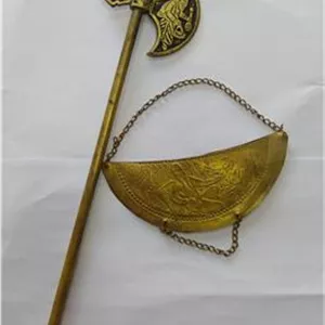 کشکول تبرزین برنجی قدیمی خوش نقش نگار