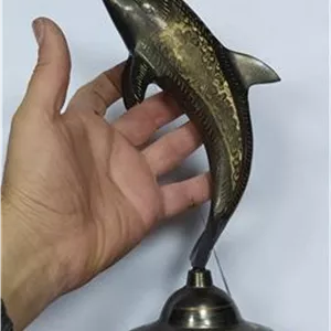 مجسمه برنجی قلم زنی دلفین وارداتی زیبا آنتیک