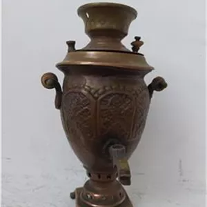 سماور کوچک ذغالی مسی قدیمی غرق قلم اصالت دار