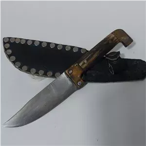 چاقو شکاری دسته شاخ با غلاف چرمی