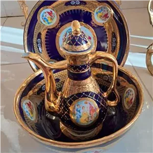 ست قاب قدح گلابدان طلاکوب بینظیر