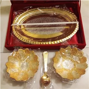 ست دو تیکه سینی و کاسه برنجی هندی عالی (ک 4)S N