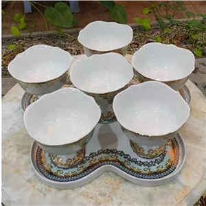 بستنی خوری همراه با سینی رزنتال فیروزه ای (ورساچه)