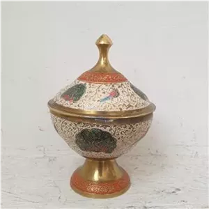 قندان برنزی هندی میناکاری 
