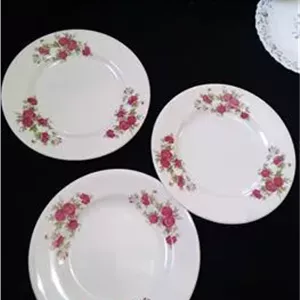 سه عدد پیش دستی گل سرخ ملامین آنتیک
