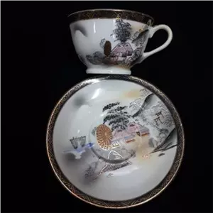 فنجان و نلبکی موکا خوری طلاکوب ژاپنی
