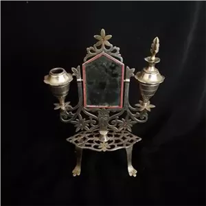 سرمه دان و گلدان آیینه دار برنجی کروم 22 س