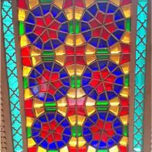 پنجره گره چینی  اروسی درب کوبه شیشه رنگی